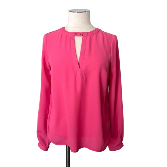 FOREVER 21 Love 21 Long Sleeve Blouse Pink Gold Punk Spikes Sz S - Picture 3 of 11